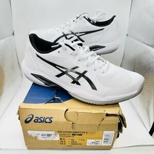 ASICS SOLUTION SWIFT FF 2 Tennis Shoes in White/Gunmetal Men's | Size 8.5